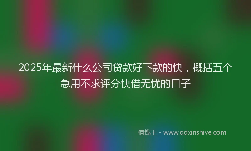 2025年最新什么公司贷款好下款的快，概括五个急用不求评分快借无忧的口子