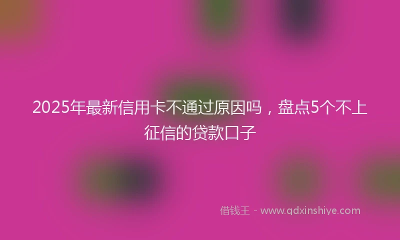 2025年最新信用卡不通过原因吗，盘点5个不上征信的贷款口子