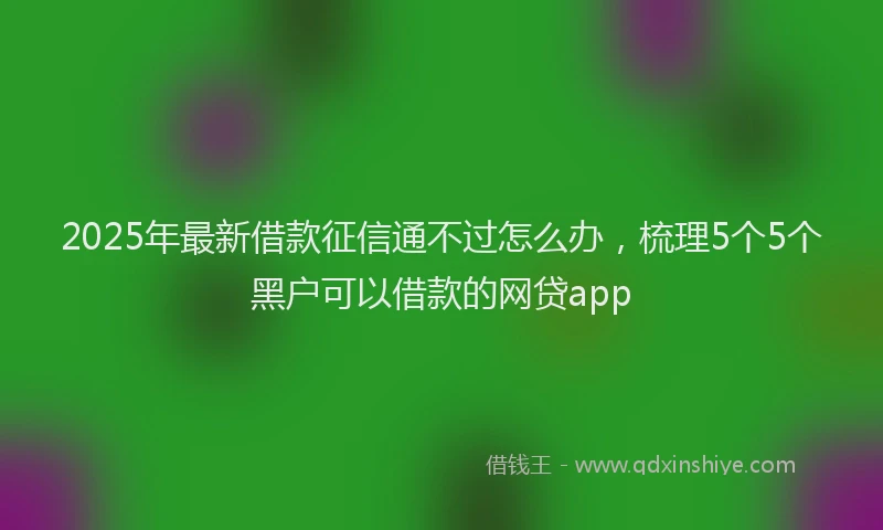 2025年最新借款征信通不过怎么办，梳理5个5个黑户可以借款的网贷app