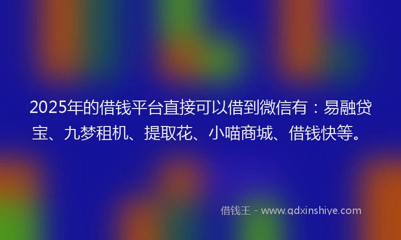 2025年的借钱平台直接可以借到微信有：易融贷宝、九梦租机、提取花、小喵商城、借钱快等。