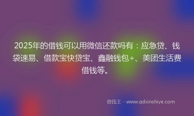 2025年的借钱可以用微信还款吗有：应急贷、钱袋速易、借款宝快贷宝、鑫融钱包+、美团生活费借钱等。