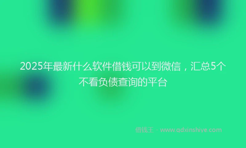 2025年最新什么软件借钱可以到微信，汇总5个不看负债查询的平台