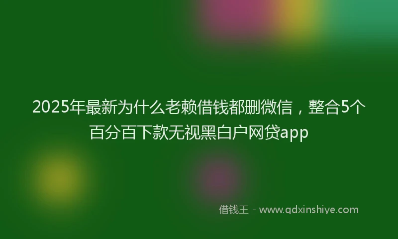 2025年最新为什么老赖借钱都删微信，整合5个百分百下款无视黑白户网贷app
