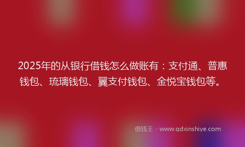 2025年的从银行借钱怎么做账有：支付通、普惠钱包、琉璃钱包、翼支付钱包、金悦宝钱包等。