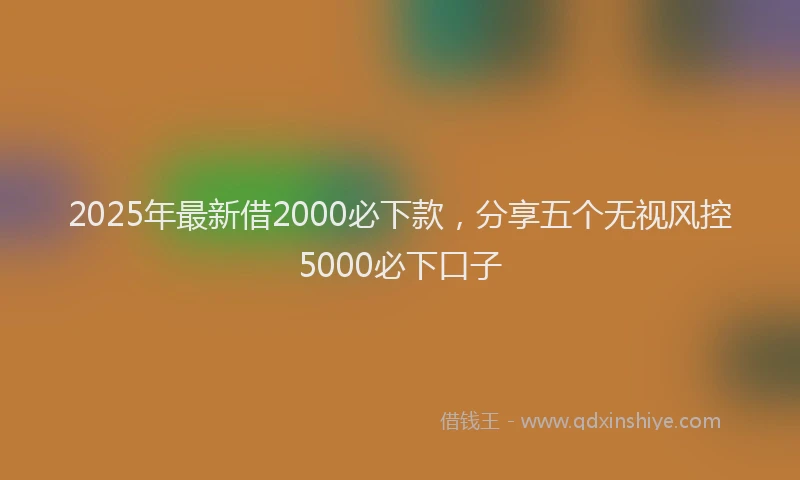2025年最新借2000必下款，分享五个无视风控5000必下口子
