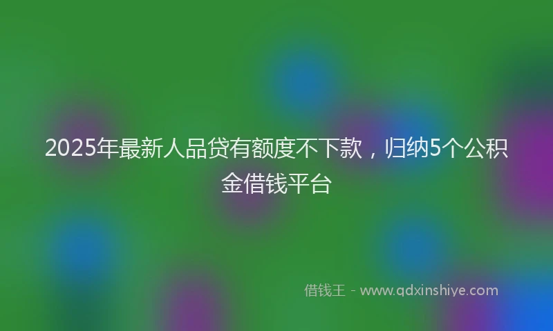 2025年最新人品贷有额度不下款，归纳5个公积金借钱平台