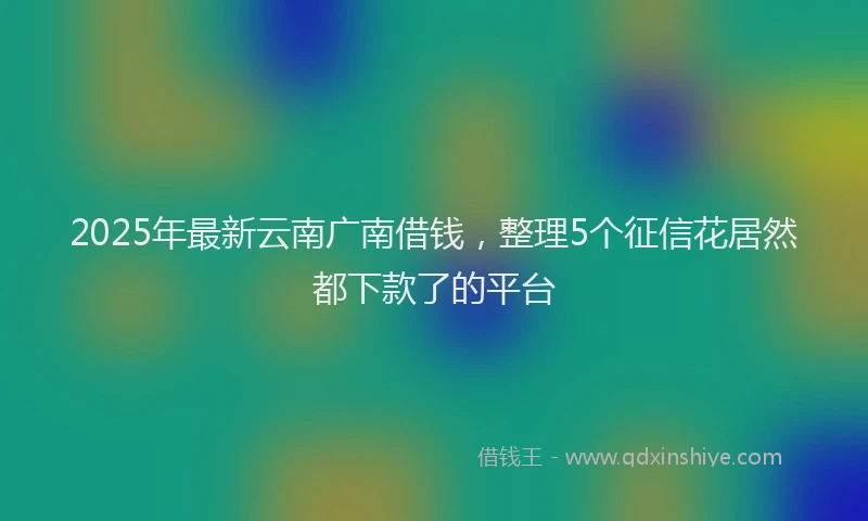 2025年最新云南广南借钱，整理5个征信花居然都下款了的平台