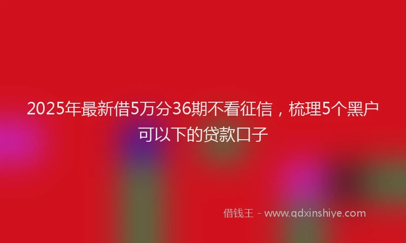 2025年最新借5万分36期不看征信，梳理5个黑户可以下的贷款口子