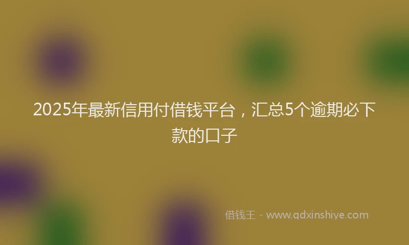 2025年最新信用付借钱平台，汇总5个逾期必下款的口子