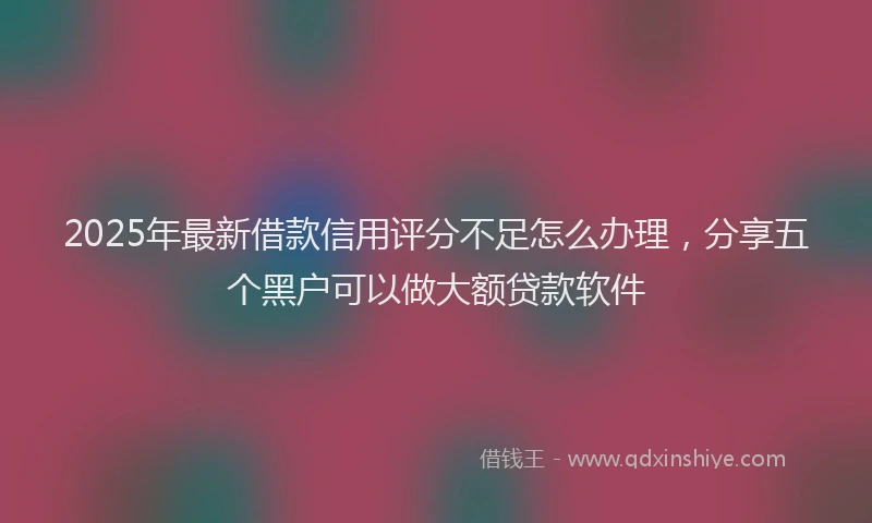 2025年最新借款信用评分不足怎么办理，分享五个黑户可以做大额贷款软件