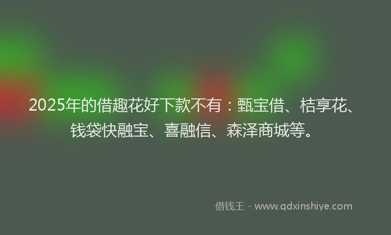 2025年的借趣花好下款不有：甄宝借、桔享花、钱袋快融宝、喜融信、森泽商城等。