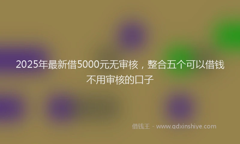 2025年最新借5000元无审核，整合五个可以借钱不用审核的口子