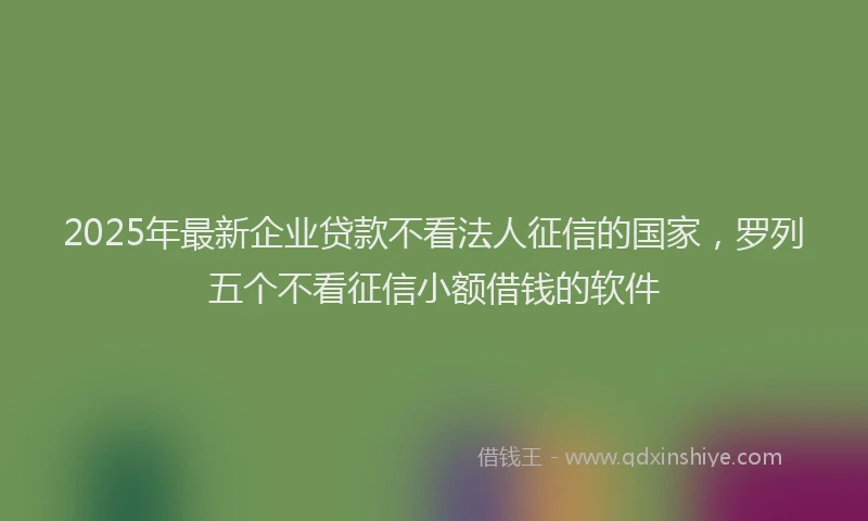 2025年最新企业贷款不看法人征信的国家，罗列五个不看征信小额借钱的软件