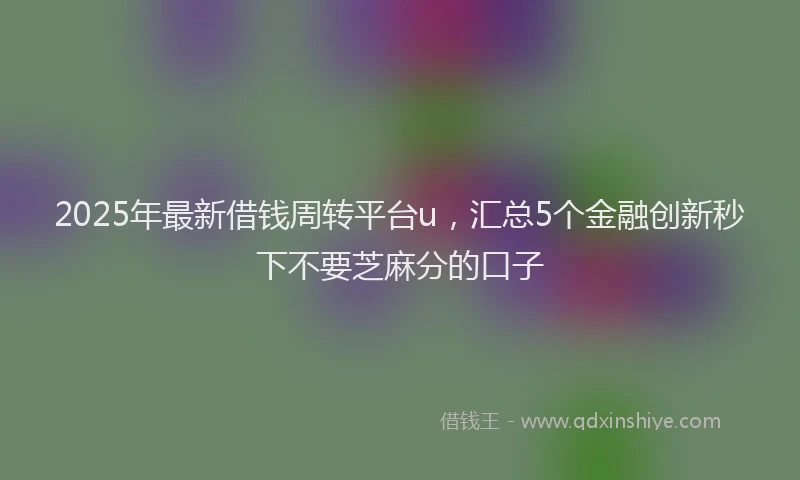 2025年最新借钱周转平台u，汇总5个金融创新秒下不要芝麻分的口子