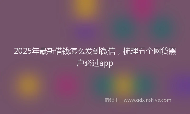 2025年最新借钱怎么发到微信，梳理五个网贷黑户必过app