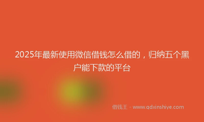 2025年最新使用微信借钱怎么借的，归纳五个黑户能下款的平台