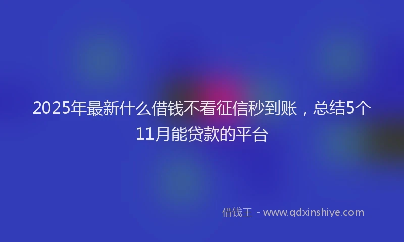 2025年最新什么借钱不看征信秒到账，总结5个11月能贷款的平台