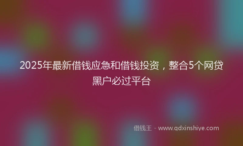 2025年最新借钱应急和借钱投资，整合5个网贷黑户必过平台