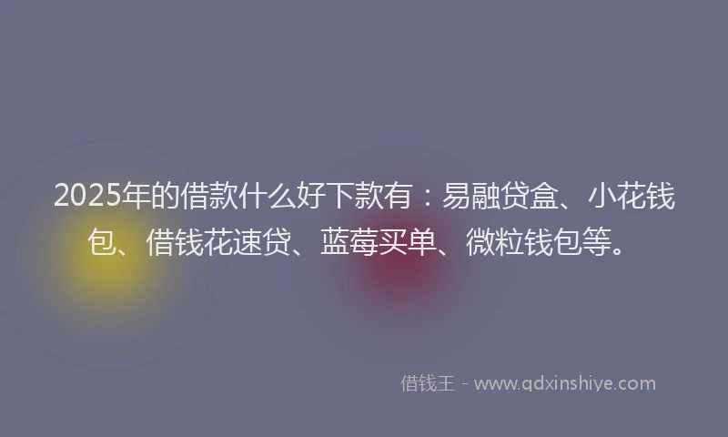 2025年的借款什么好下款有：易融贷盒、小花钱包、借钱花速贷、蓝莓买单、微粒钱包等。