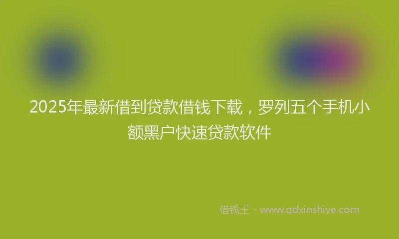 2025年最新借到贷款借钱下载，罗列五个手机小额黑户快速贷款软件
