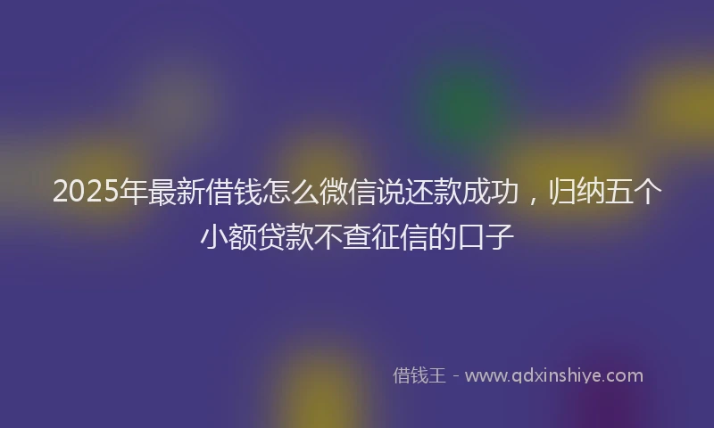 2025年最新借钱怎么微信说还款成功，归纳五个小额贷款不查征信的口子