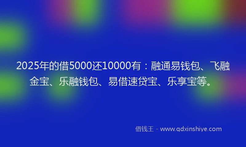 2025年的借5000还10000有：融通易钱包、飞融金宝、乐融钱包、易借速贷宝、乐享宝等。