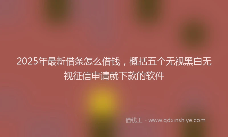 2025年最新借条怎么借钱，概括五个无视黑白无视征信申请就下款的软件