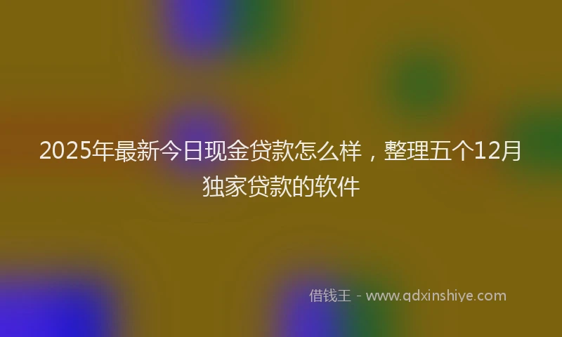 2025年最新今日现金贷款怎么样，整理五个12月独家贷款的软件