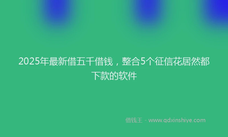 2025年最新借五千借钱，整合5个征信花居然都下款的软件