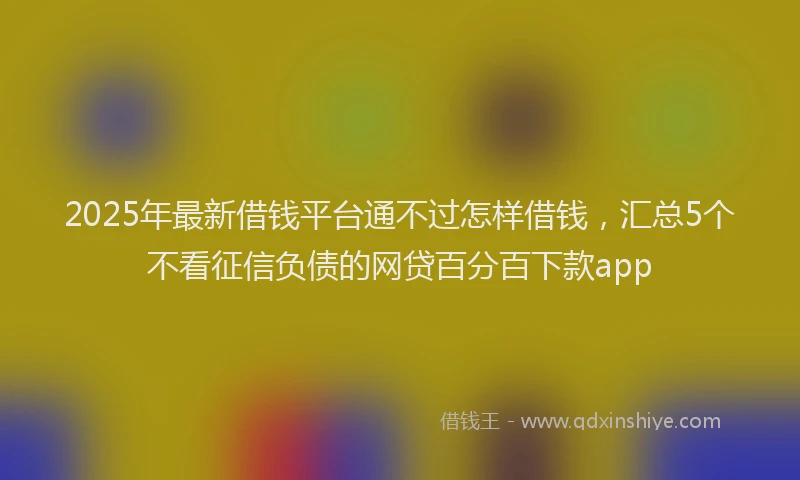 2025年最新借钱平台通不过怎样借钱，汇总5个不看征信负债的网贷百分百下款app