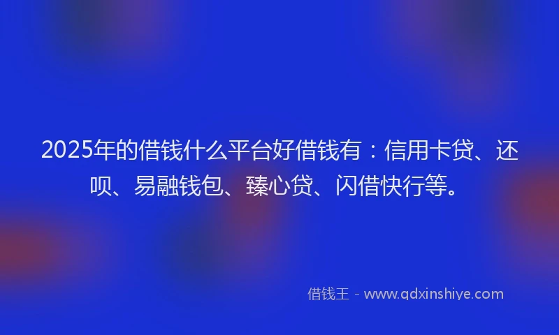 2025年的借钱什么平台好借钱有：信用卡贷、还呗、易融钱包、臻心贷、闪借快行等。