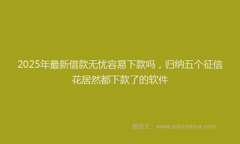 2025年最新借款无忧容易下款吗，归纳五个征信花居然都下款了的软件