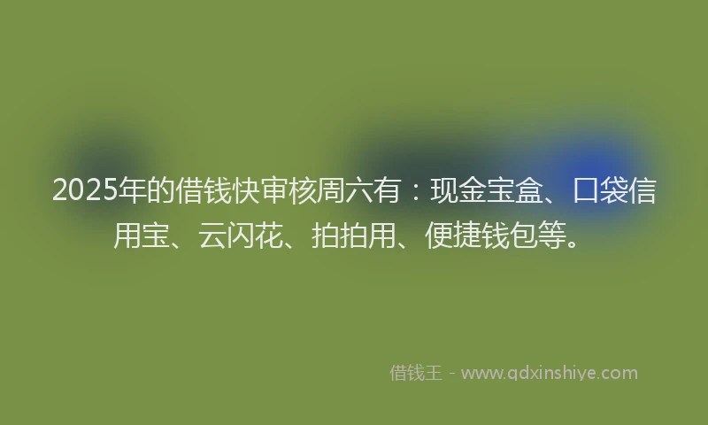 2025年的借钱快审核周六有：现金宝盒、口袋信用宝、云闪花、拍拍用、便捷钱包等。