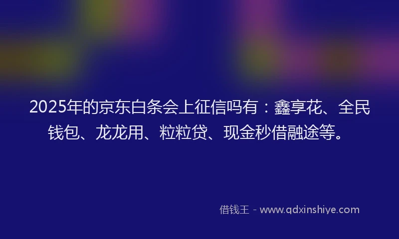 2025年的京东白条会上征信吗有：鑫享花、全民钱包、龙龙用、粒粒贷、现金秒借融途等。