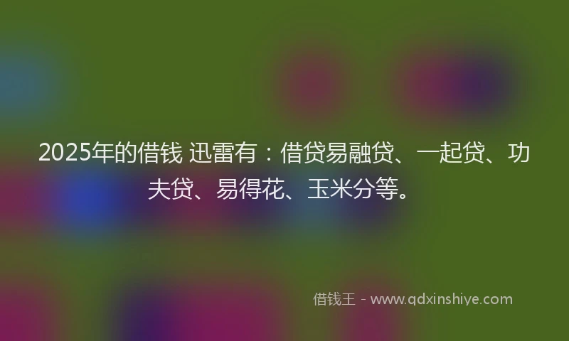 2025年的借钱 迅雷有：借贷易融贷、一起贷、功夫贷、易得花、玉米分等。