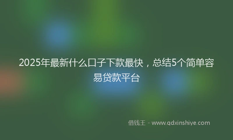 2025年最新什么口子下款最快，总结5个简单容易贷款平台