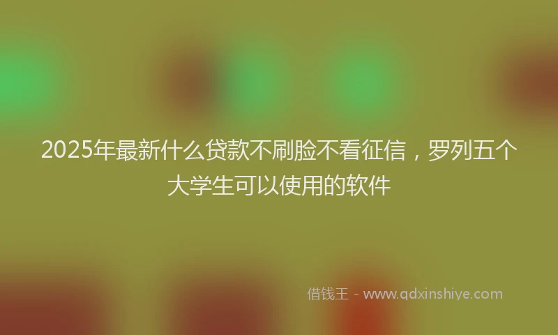 2025年最新什么贷款不刷脸不看征信，罗列五个大学生可以使用的软件