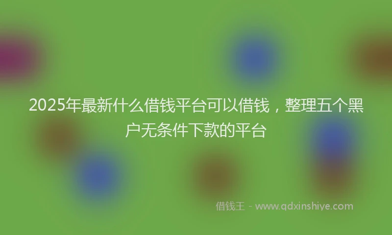2025年最新什么借钱平台可以借钱，整理五个黑户无条件下款的平台