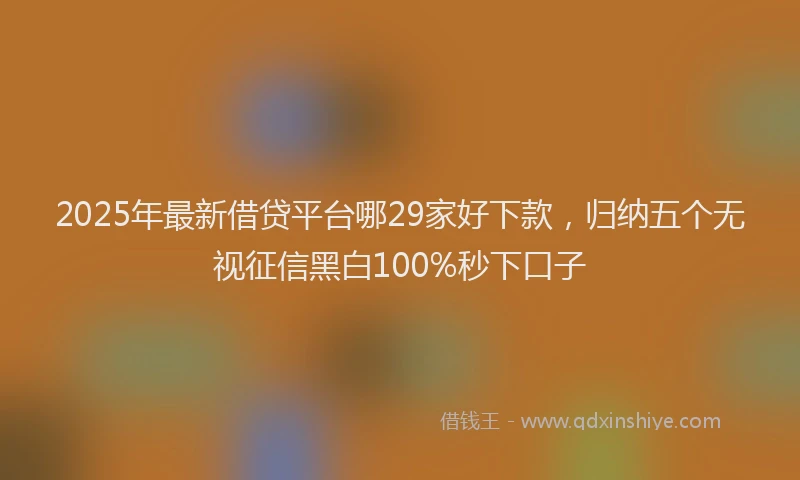 2025年最新借贷平台哪29家好下款，归纳五个无视征信黑白100%秒下口子