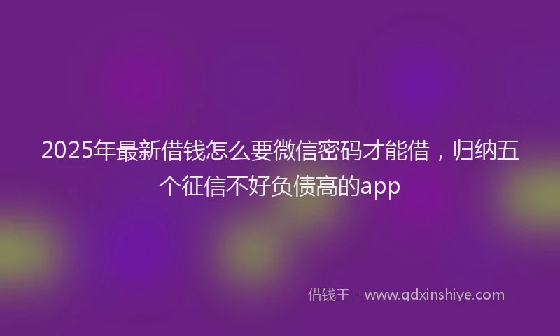 2025年最新借钱怎么要微信密码才能借，归纳五个征信不好负债高的app