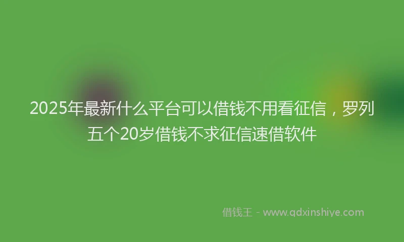 2025年最新什么平台可以借钱不用看征信，罗列五个20岁借钱不求征信速借软件
