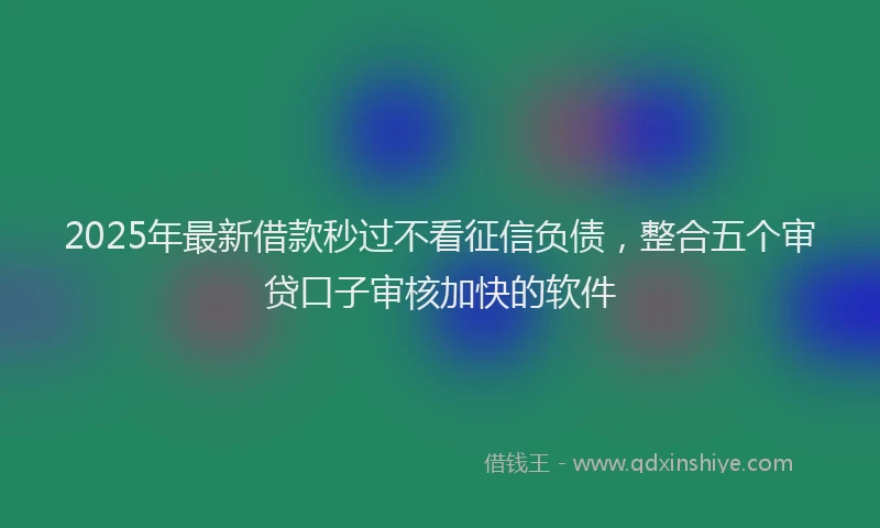 2025年最新借款秒过不看征信负债，整合五个审贷口子审核加快的软件