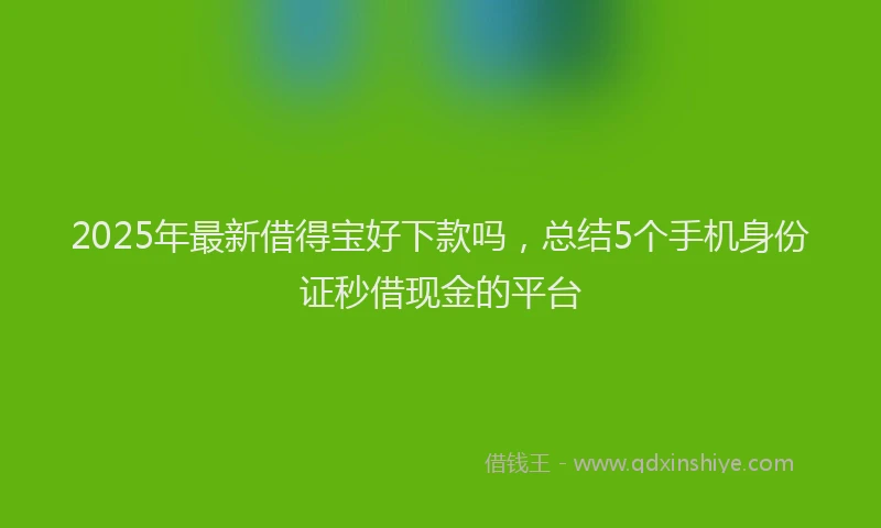 2025年最新借得宝好下款吗，总结5个手机身份证秒借现金的平台