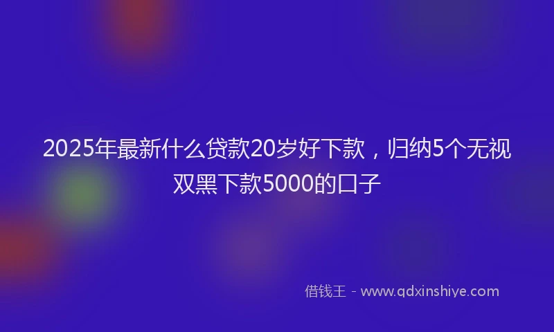 2025年最新什么贷款20岁好下款，归纳5个无视双黑下款5000的口子