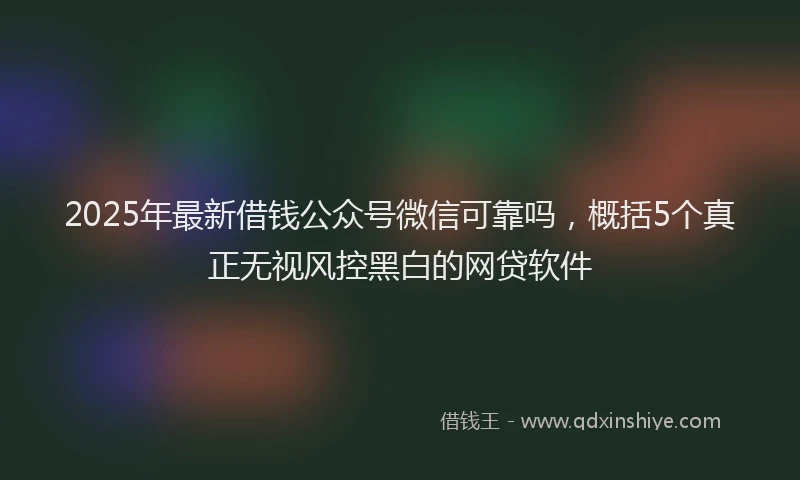 2025年最新借钱公众号微信可靠吗，概括5个真正无视风控黑白的网贷软件