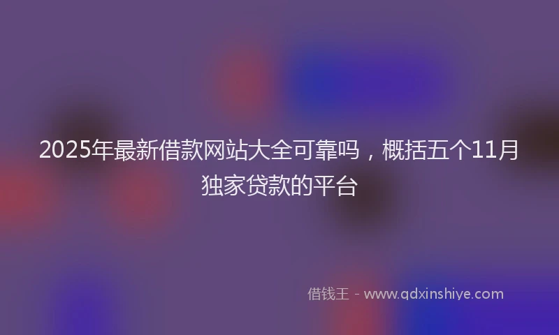 2025年最新借款网站大全可靠吗，概括五个11月独家贷款的平台