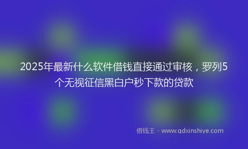 2025年最新什么软件借钱直接通过审核，罗列5个无视征信黑白户秒下款的贷款
