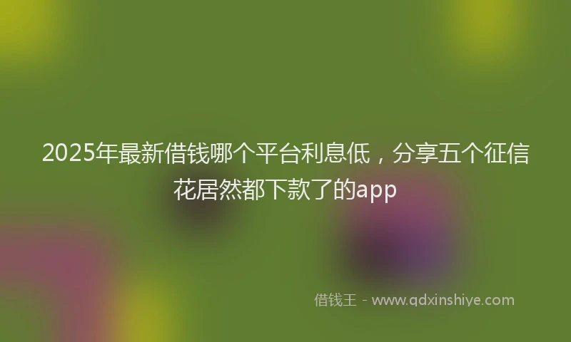 2025年最新借钱哪个平台利息低，分享五个征信花居然都下款了的app