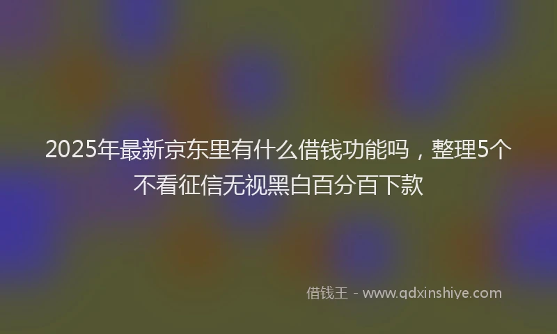 2025年最新京东里有什么借钱功能吗，整理5个不看征信无视黑白百分百下款