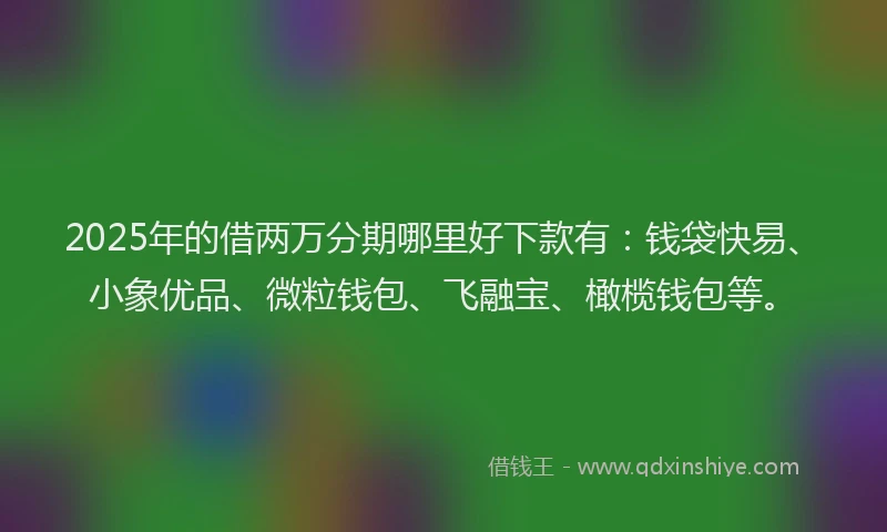 2025年的借两万分期哪里好下款有：钱袋快易、小象优品、微粒钱包、飞融宝、橄榄钱包等。
